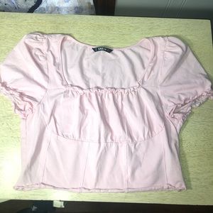 Pastel Pink SHEIN Short Sleeve Crop Top Size XL